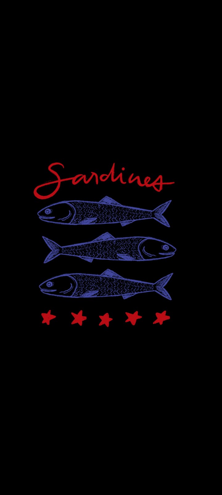 Ilustração digital Sardines com sardinhas estilizadas